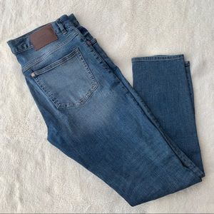 H&M Button Fly Slim Distressed Jeans Tapered Leg